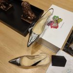 Prada Slingback Spike Pumps Silver For Women