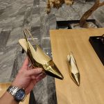 Prada Slingback Spike Pumps Gold For Women