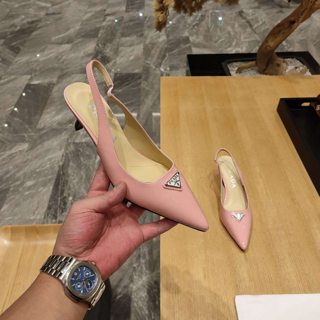 Prada Slingback Spike Pumps Pink For Women