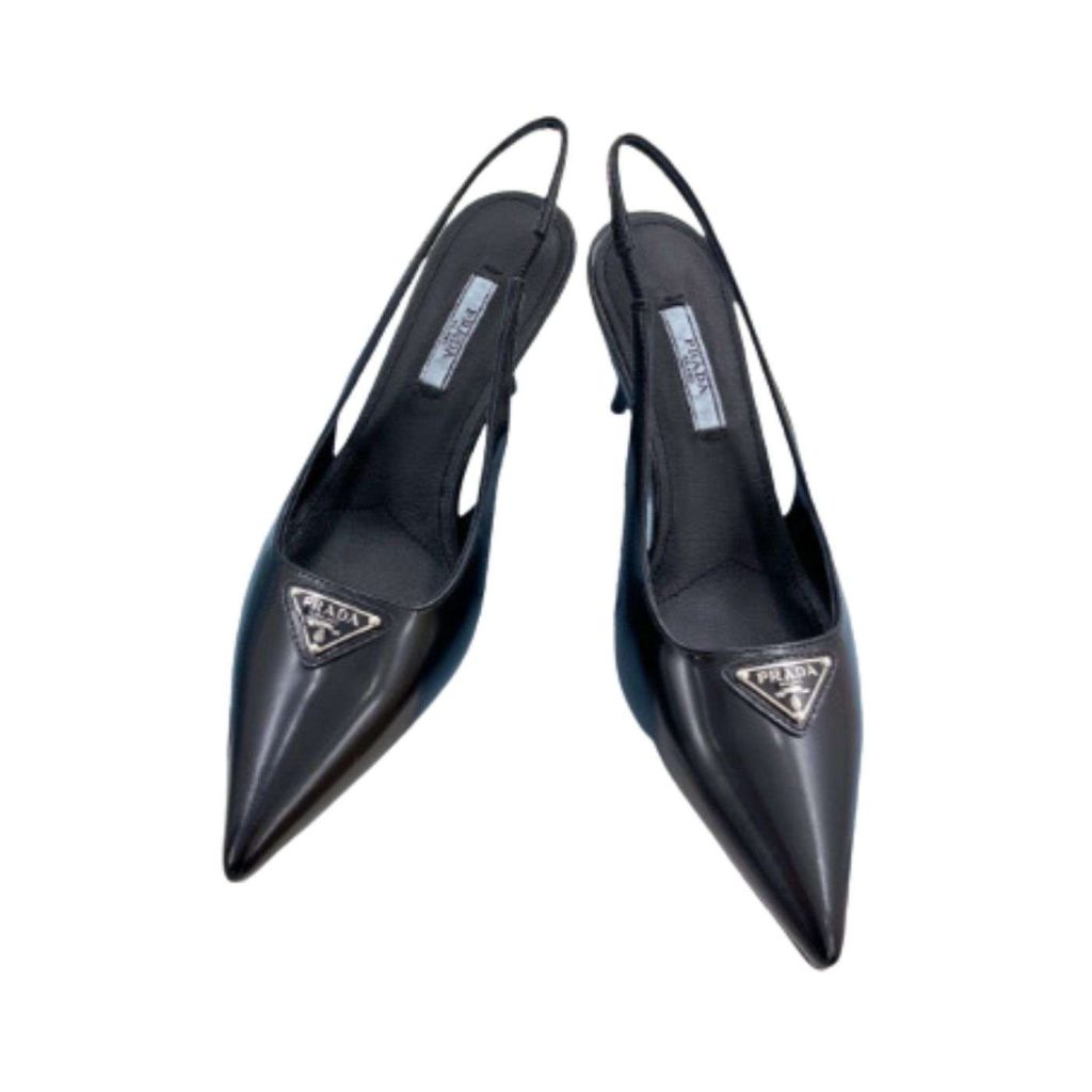 Prada Slingback Spike Pumps Black For Women