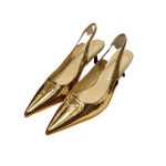 Prada Slingback Spike Pumps Gold For Women