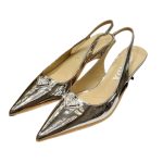 Prada Slingback Spike Pumps Silver For Women