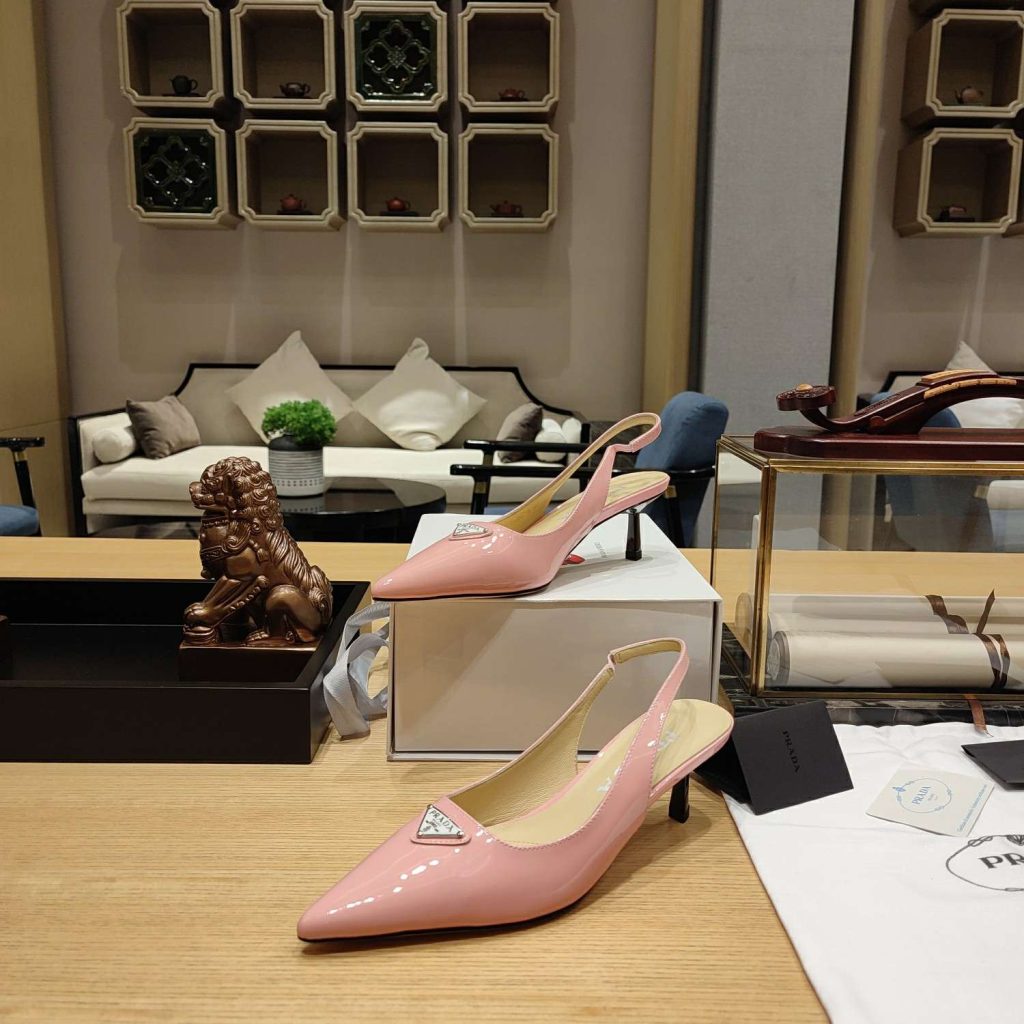 Prada Slingback Spike Pumps Pink For Women