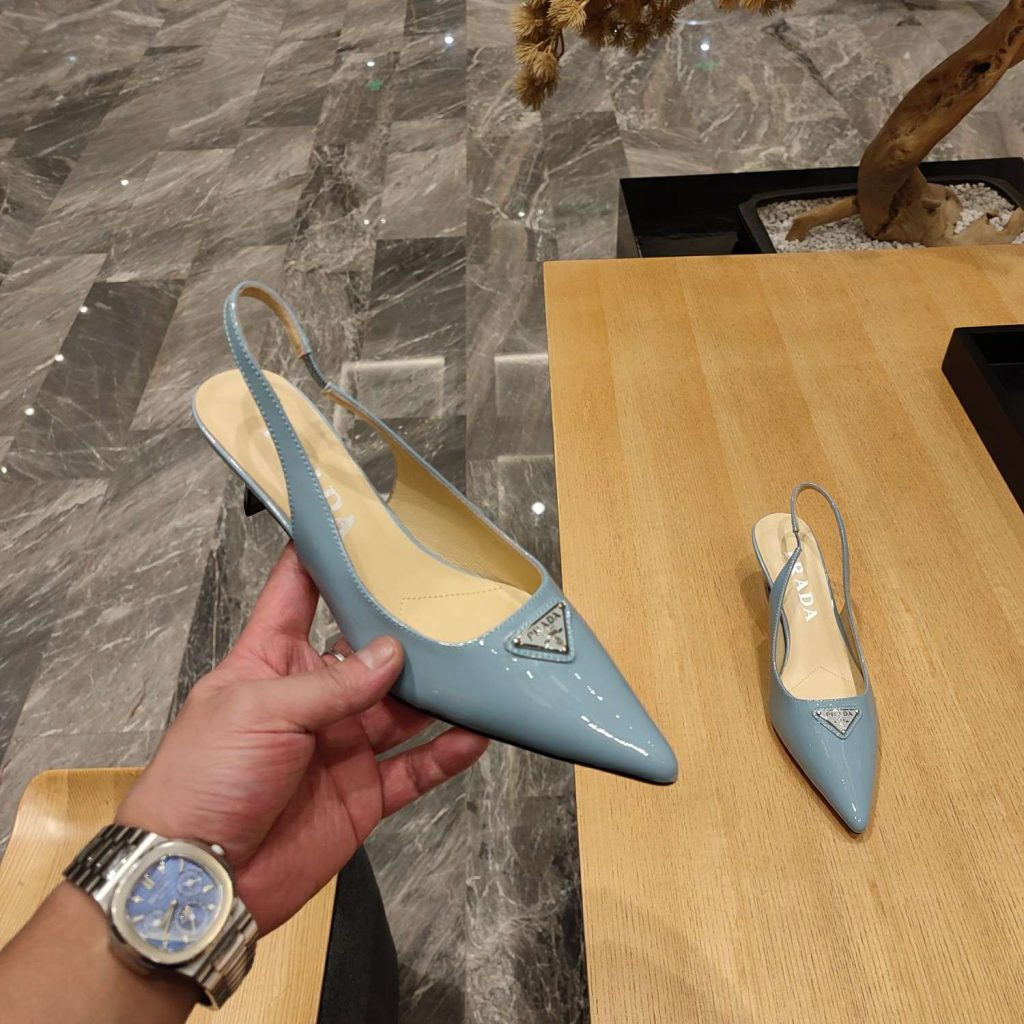 Prada Slingback Spike Pumps Blue For Women