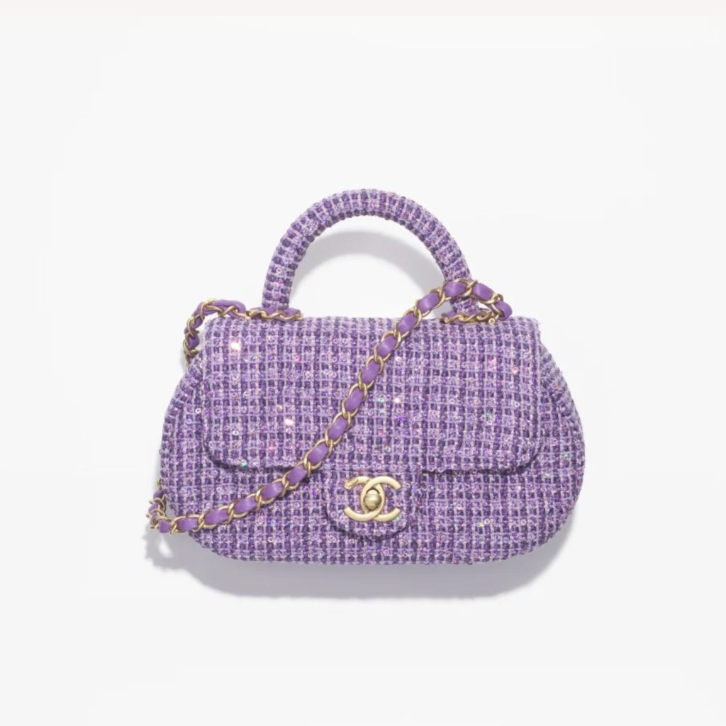 Chanel Small Bag With Top Handle Purple For Women 20.5cm / 8in