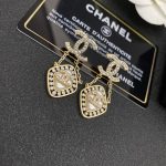 Small Twinkle Stone Border Rhombus Earrings Gold Tone For Women