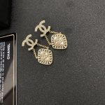 Small Twinkle Stone Border Rhombus Earrings Gold Tone For Women