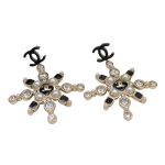 Snowflake Enamel Pearl Earrings Black For Wome