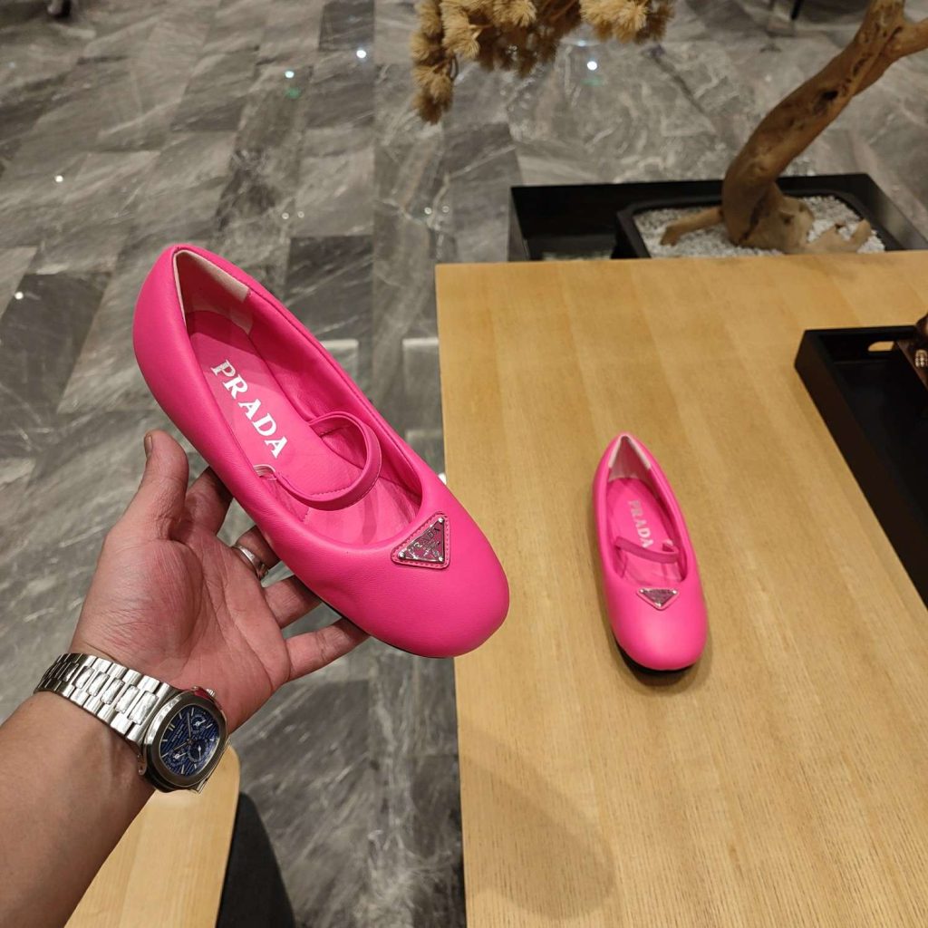 Prada Soft Padded Nappa Ballerinas Pink For Women