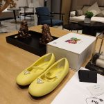 Prada Soft Padded Nappa Ballerinas Yellow For Women