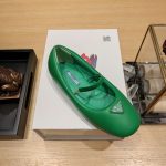 Prada Soft Padded Nappa Ballerinas Green For Women