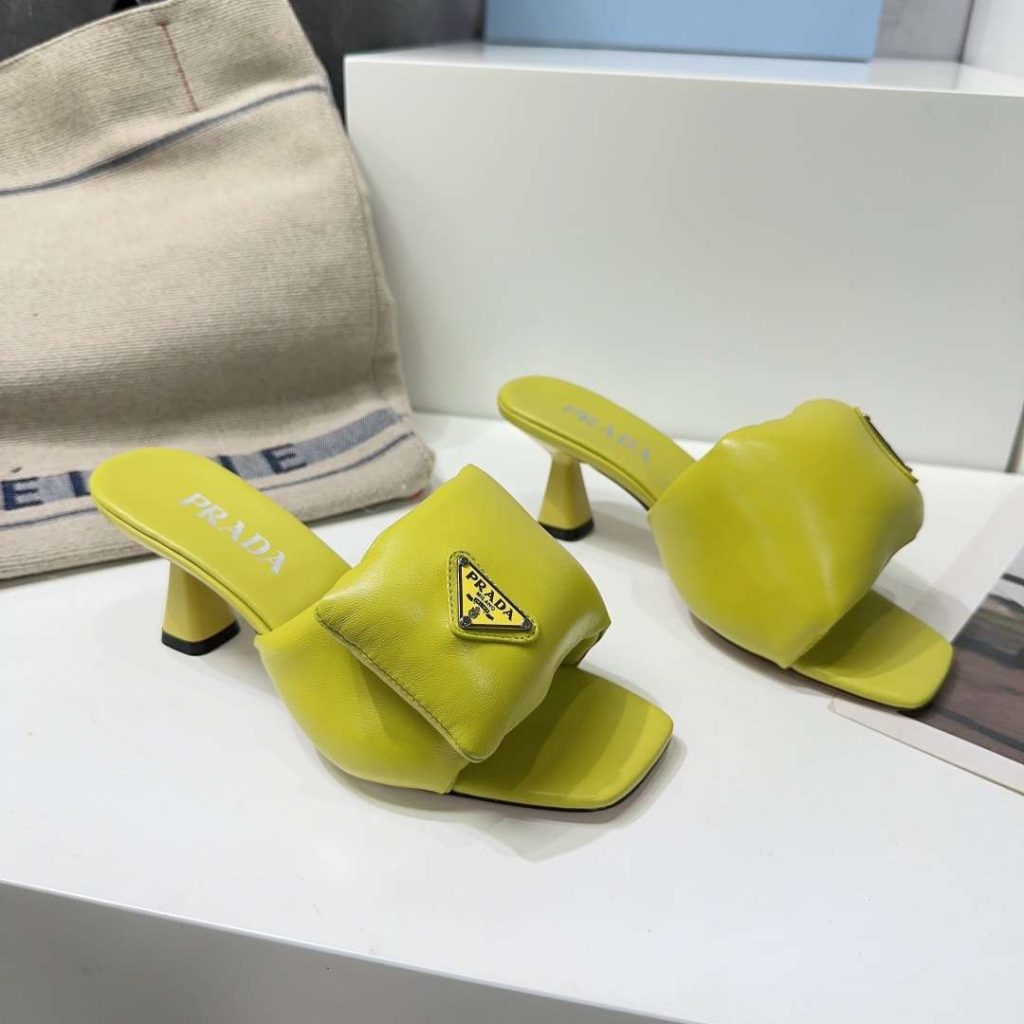 Prada Soft Padded Nappa Sandals Yellow For Women