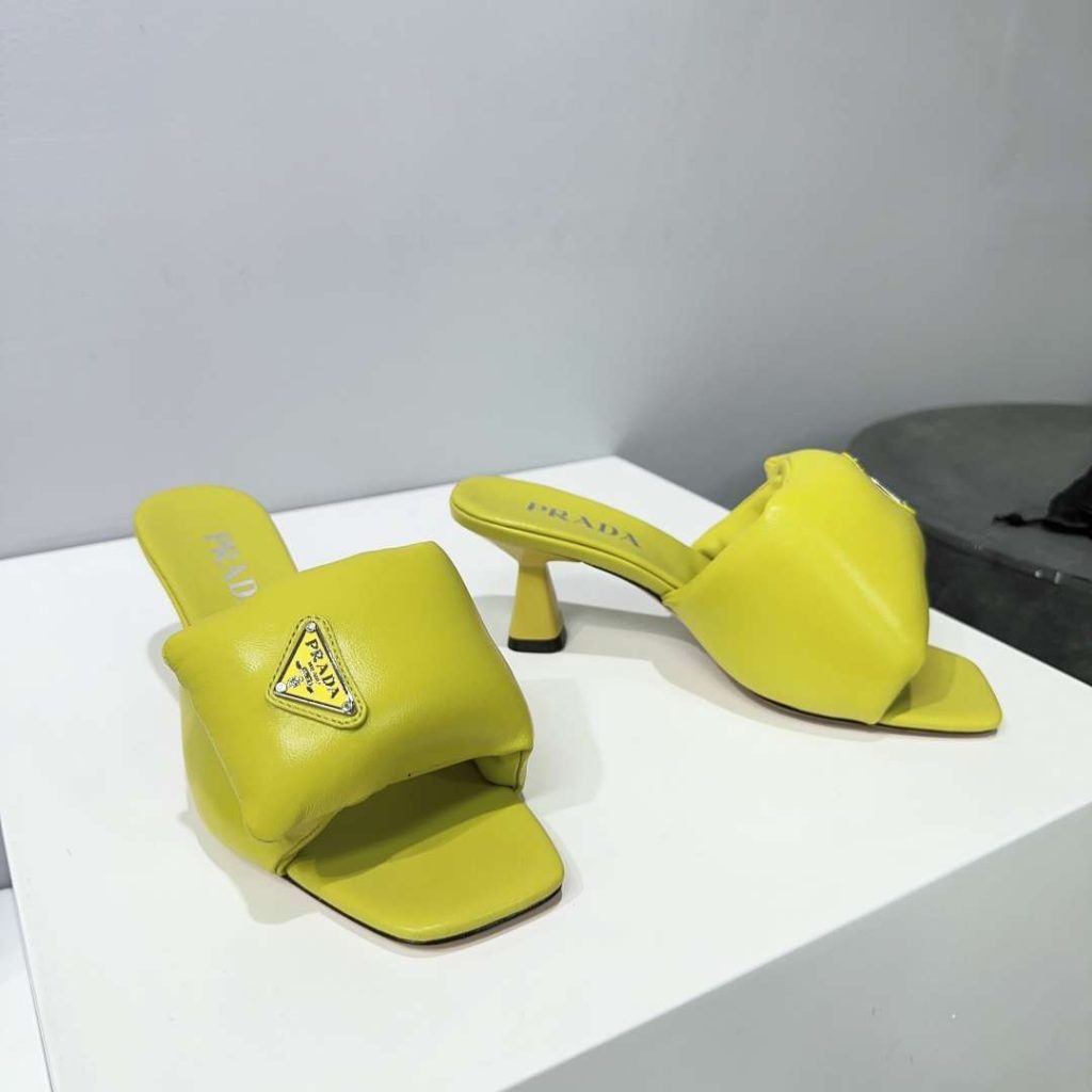 Prada Soft Padded Nappa Sandals Yellow For Women