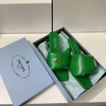 Prada Soft Padded Nappa Sandals Green For Women