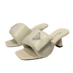 Prada Soft Padded Nappa Sandals Cream For Women