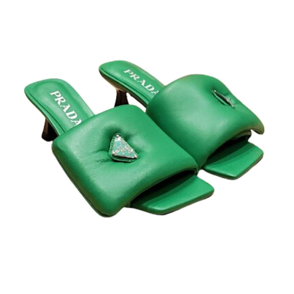 Prada Soft Padded Nappa Slides Green For Women