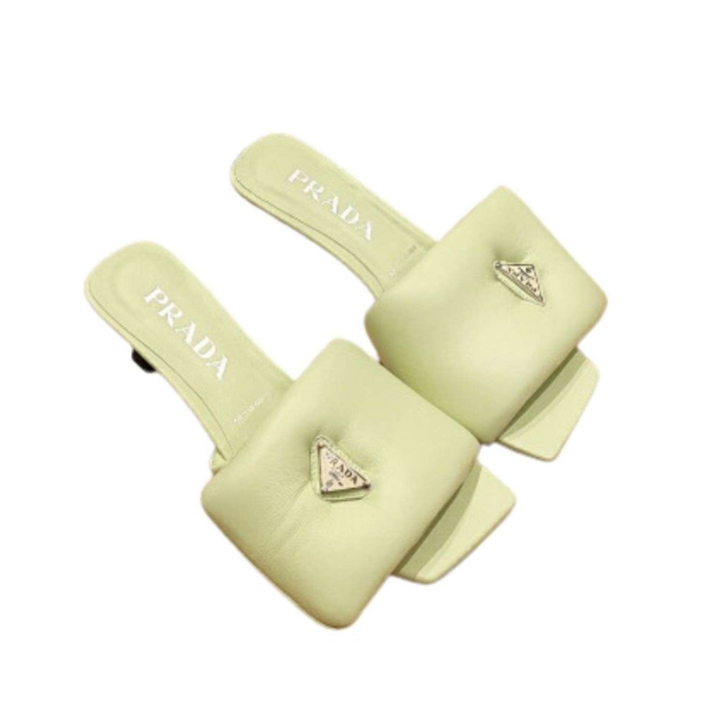 Prada Soft Padded Nappa Slides Beige For Women