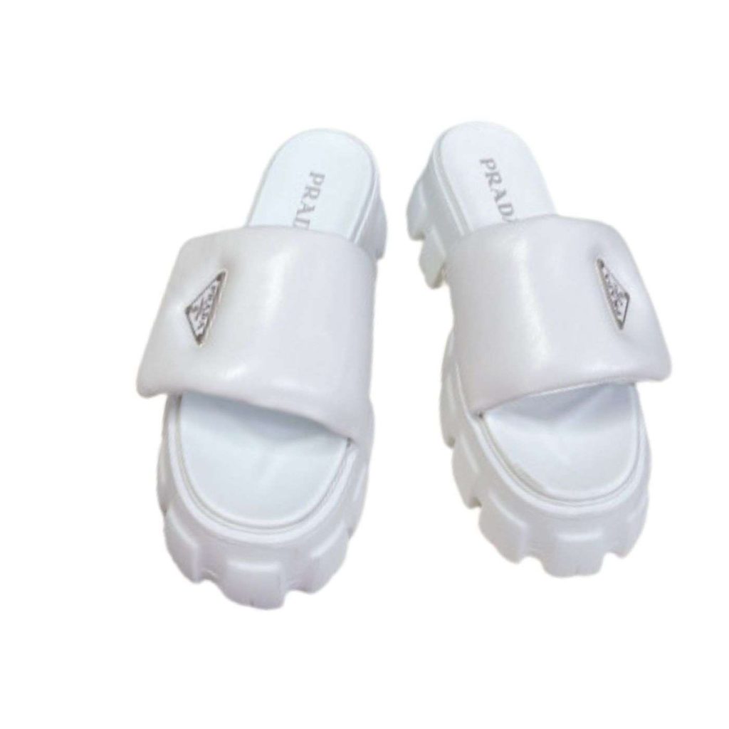 Prada Soft Padded Slides White For Women