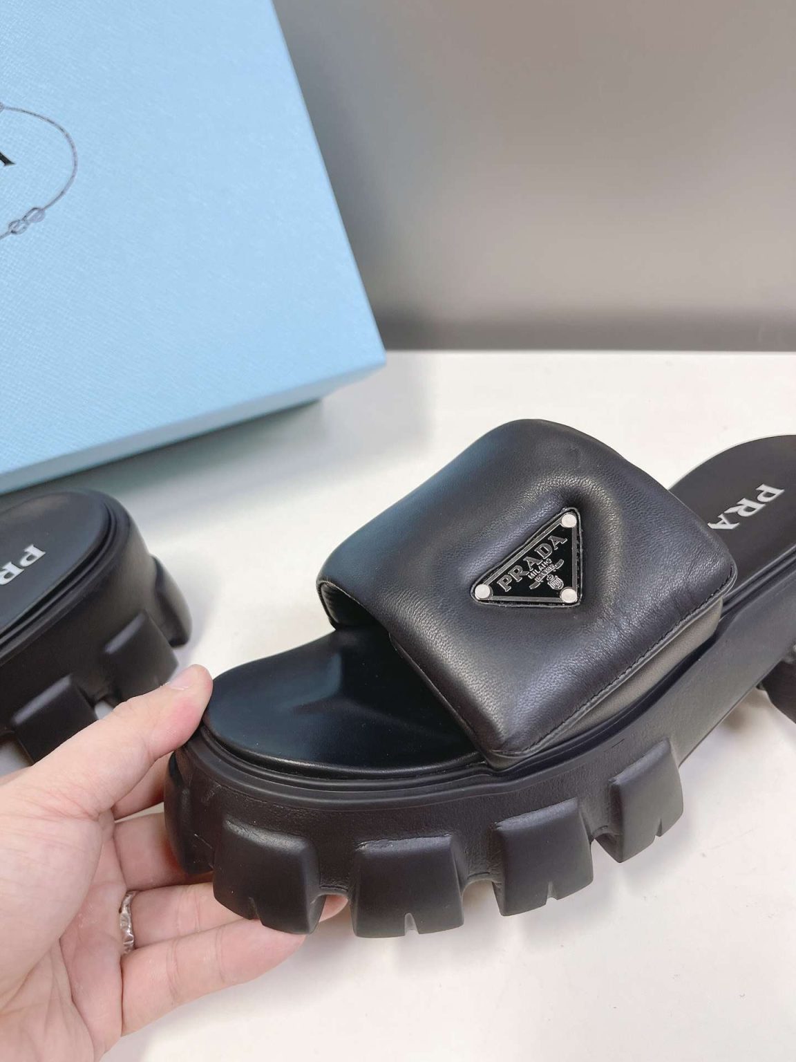 Prada Soft Padded Slides Black For Women