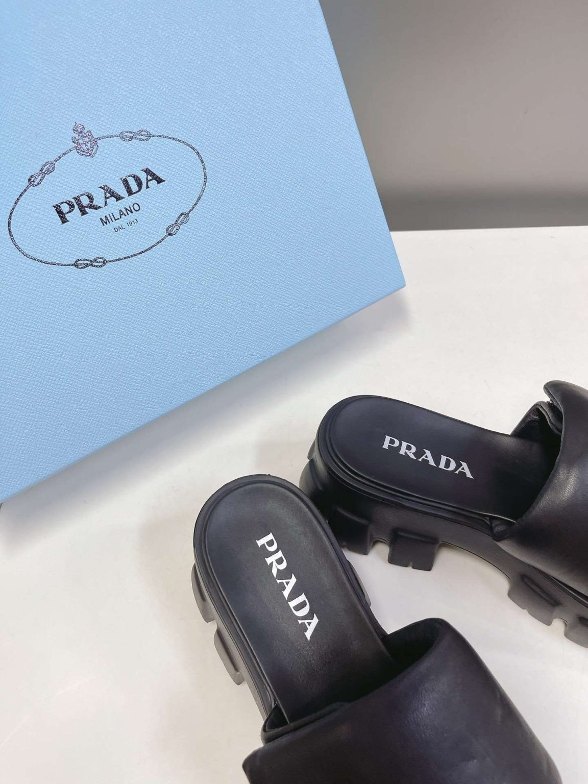 Prada Soft Padded Slides Black For Women