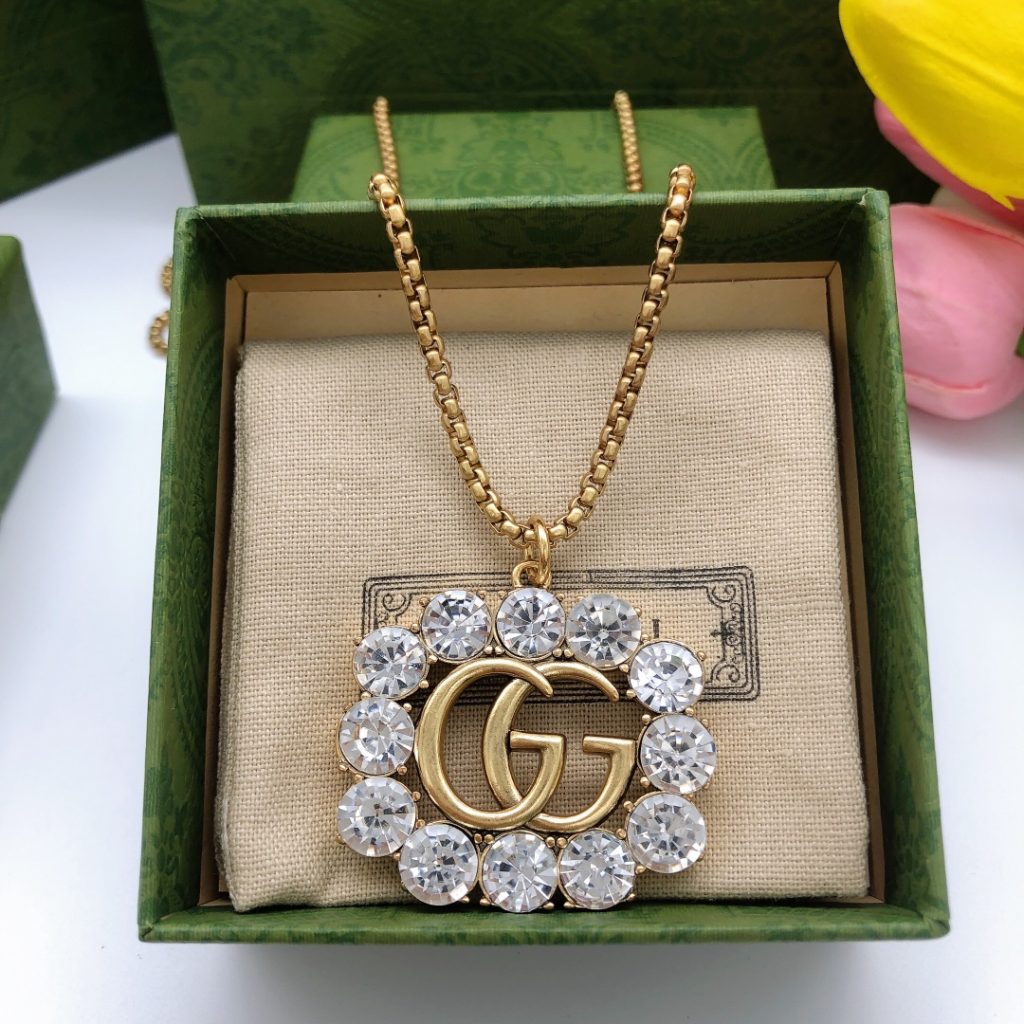 Square Crystal Necklace Gold For Women