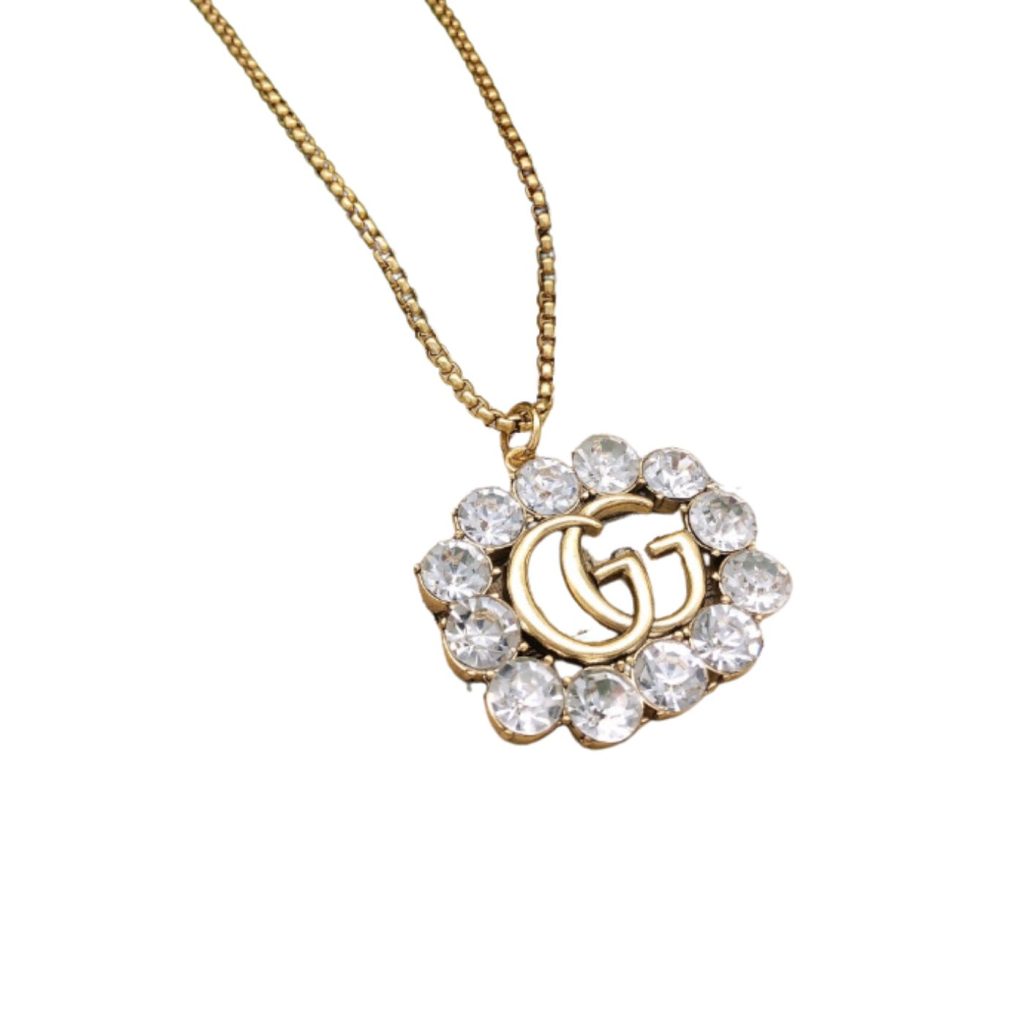 Square Crystal Necklace Gold For Women