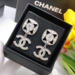 Square Double C Stud Earrings White For Women