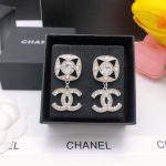 Square Double C Stud Earrings White For Women