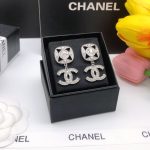 Square Double C Stud Earrings White For Women