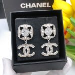 Square Double C Stud Earrings White For Women