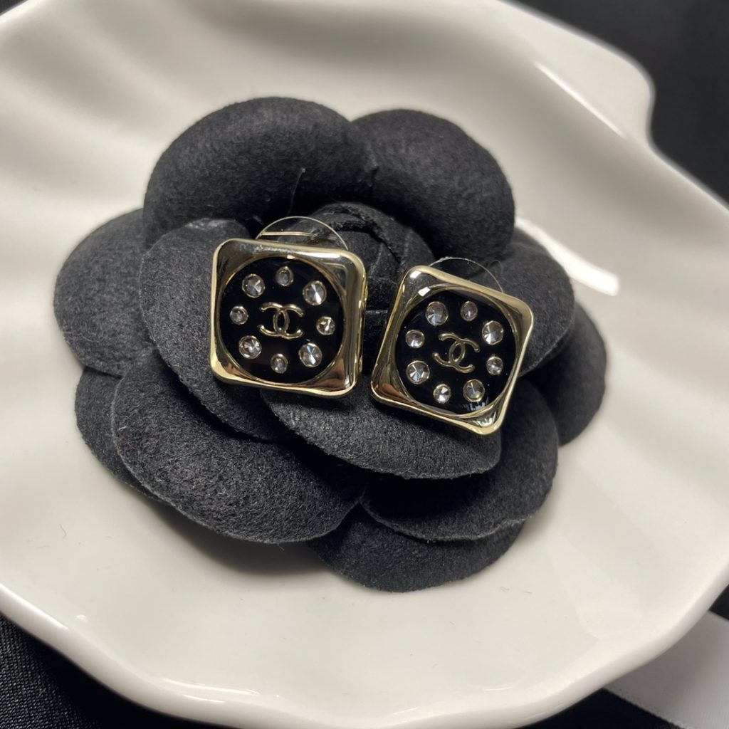 Square Earrings Black For Women