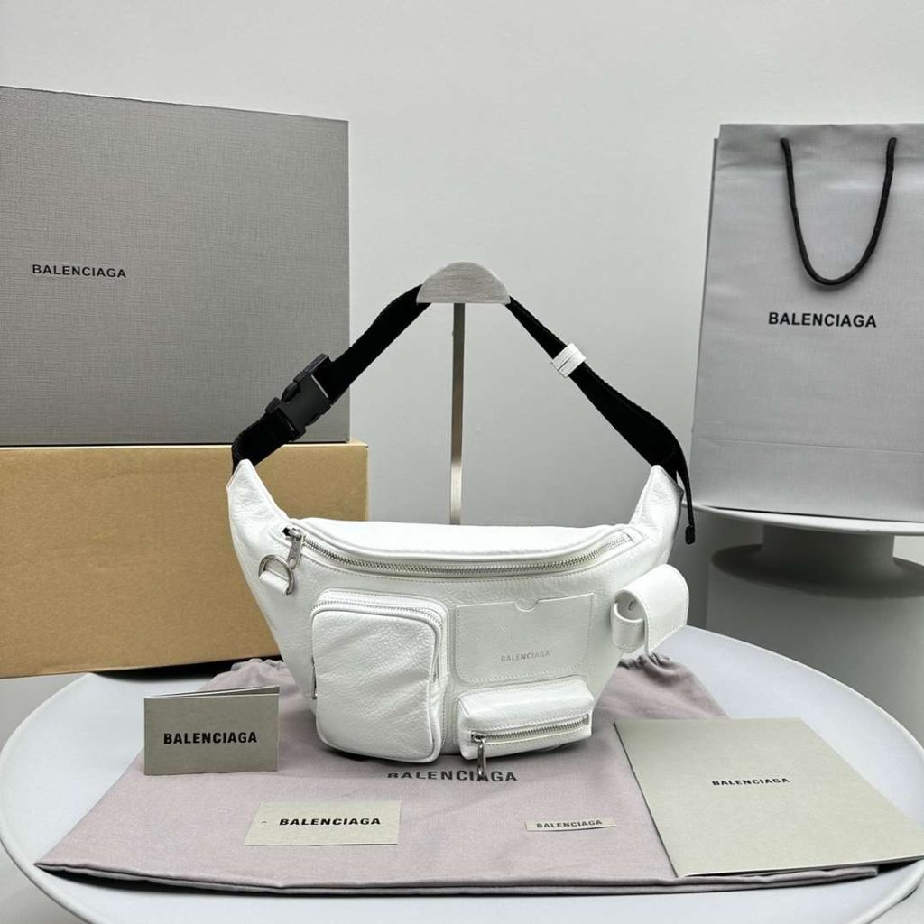 Balenciaga Superbusy Beltpack White/Black For Women 10.2in/26cm