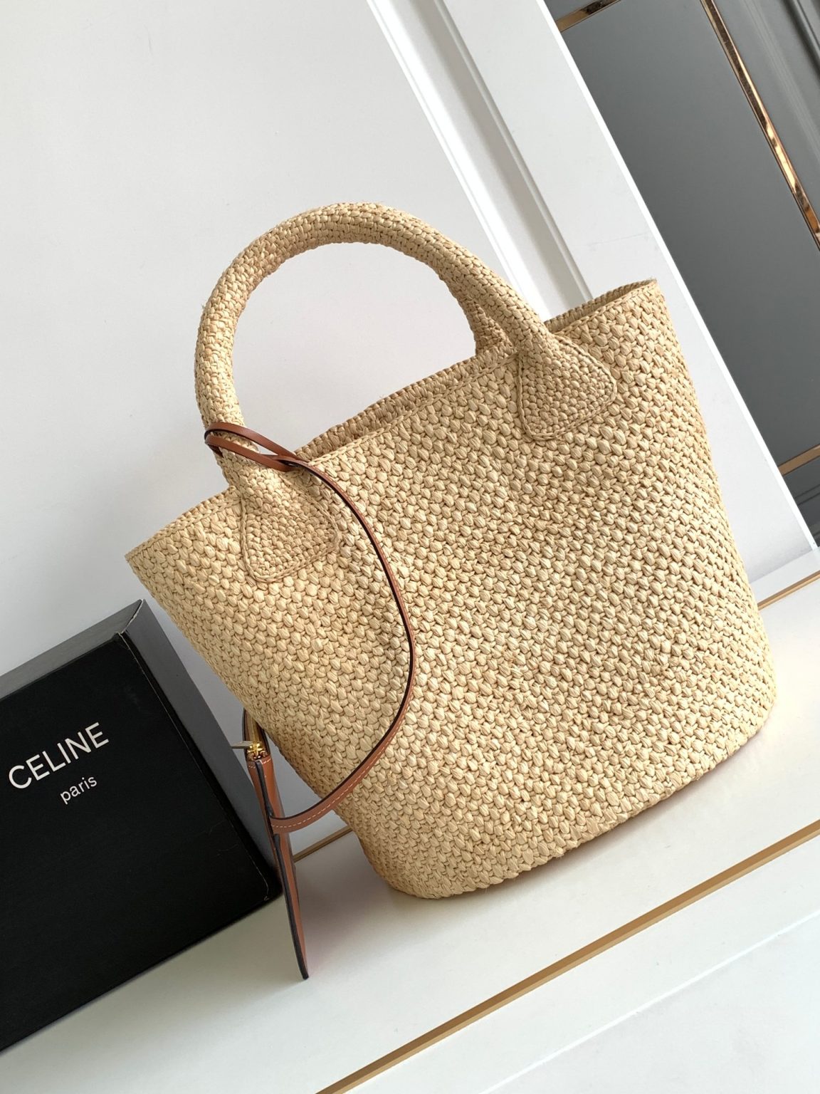 Celine Supple Small Triomphe Classic Panier Beige For Women 23cm / 9in 114352FF7.04LU