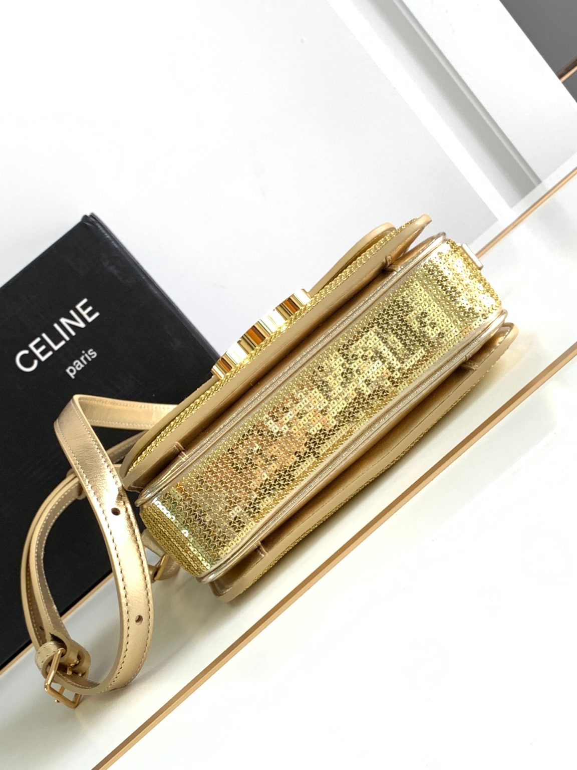 Celine Teen Triomphe Bag Gold For Women 18.5cm / 7in 188424ESH.35OR