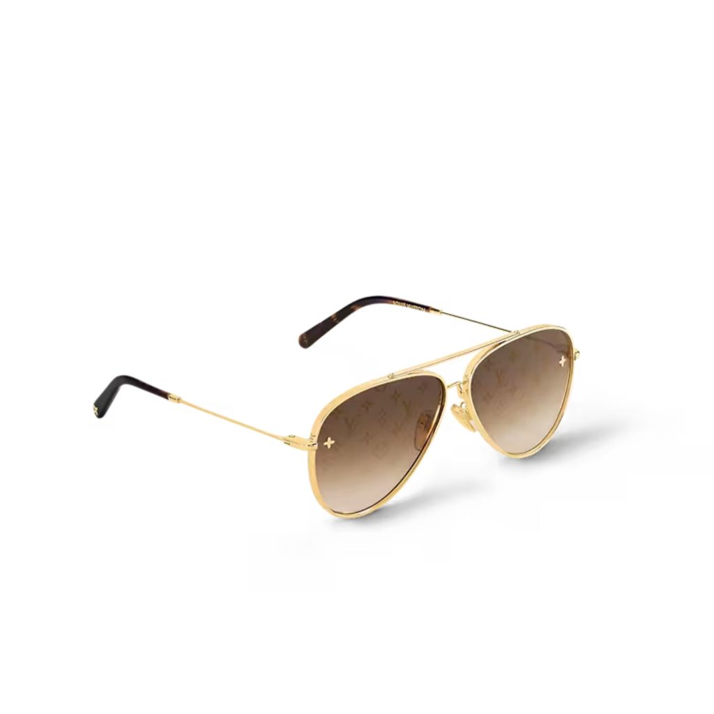 Louis Vuitton The LV Pilot Sunglasses Gold For Women Z1619U