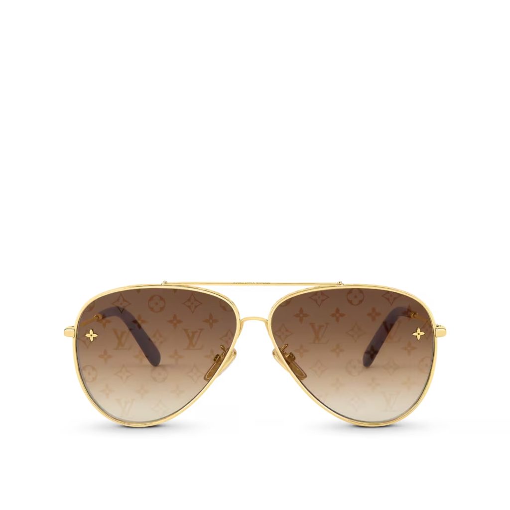 Louis Vuitton The LV Pilot Sunglasses Gold For Women Z1619U