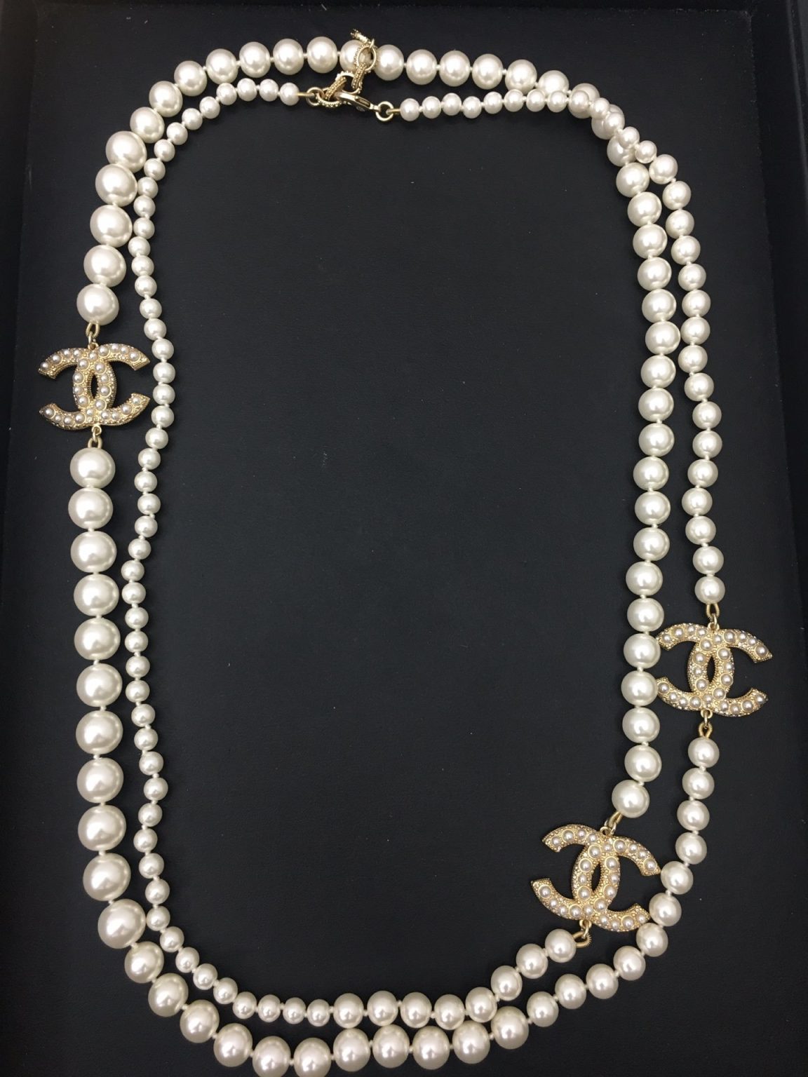 Three Chanel Iconics Pearl Necklace White For Women