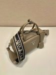 Prada Top-Handle Bag Brown/White/Green Khaki For Women 9.4in/24cm 1BB102_2DKV_F02Z8_V_3OO