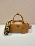 Prada Top-Handle Bag Brown/White/Green Khaki For Women 9.4in/24cm 1BB102_2DKV_F02Z8_V_3OO