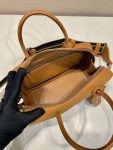 Prada Top-Handle Bag Brown/White/Green Khaki For Women 9.4in/24cm 1BB102_2DKV_F02Z8_V_3OO