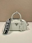 Prada Top-Handle Bag Brown/White/Green Khaki For Women 9.4in/24cm 1BB102_2DKV_F02Z8_V_3OO