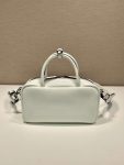 Prada Top-Handle Bag Brown/White/Green Khaki For Women 9.4in/24cm 1BB102_2DKV_F02Z8_V_3OO