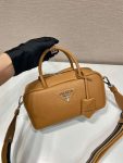 Prada Top-Handle Bag Brown/White/Green Khaki For Women 9.4in/24cm 1BB102_2DKV_F02Z8_V_3OO