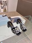 Prada Triangle Slip-On Sandals Black For Women