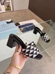 Prada Triangle Slip-On Sandals Black For Women