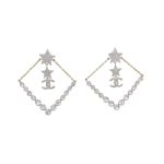 Triangle Star Crystal Earrings Silver For Women