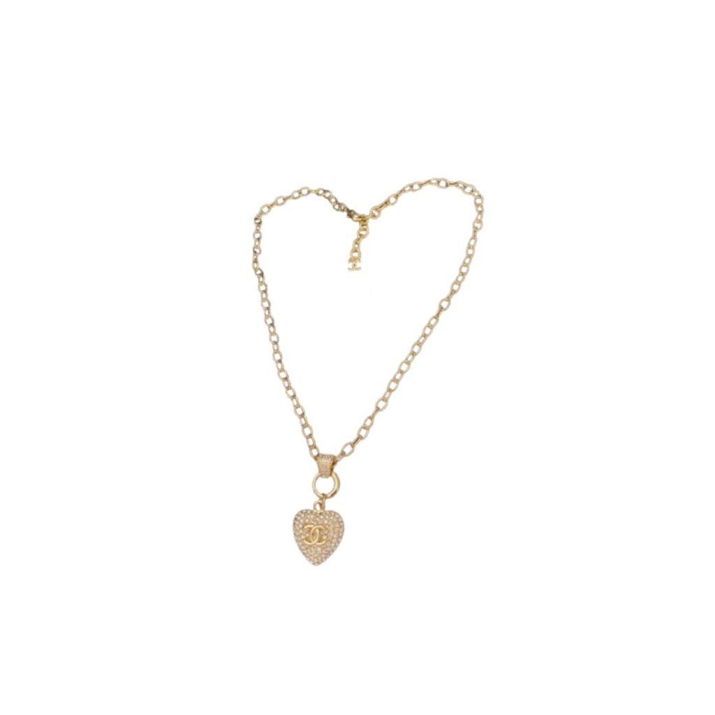 Twinkle Heart Chain Necklace Gold Tone For Women