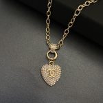 Twinkle Heart Chain Necklace Gold Tone For Women