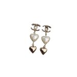 Two Hearts Links Earrings Gold Tone For Women