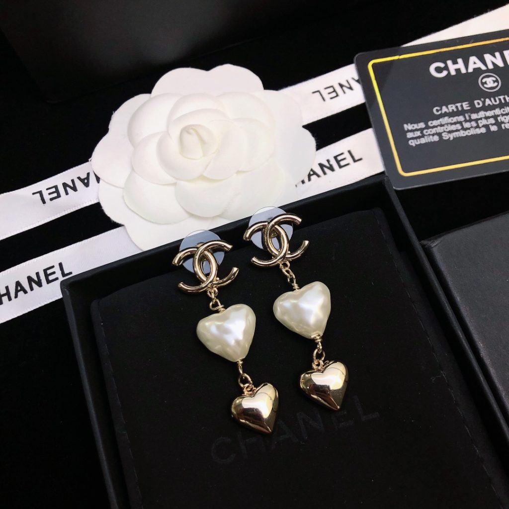 Two Hearts Links Earrings Gold Tone For Women